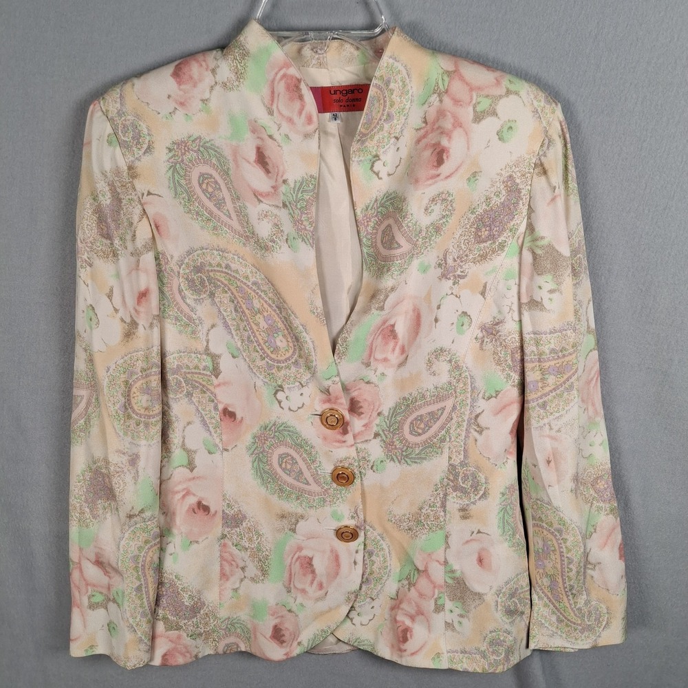Vintage Ungaro Solo Donna Paris Floral Paisley Blazer Jacket Italy Size 8 / 42